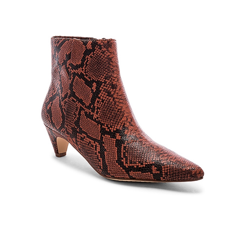 Genuine Leather Exotic Kitten Heel Pointy Toe Boot - Picture 9 of 11